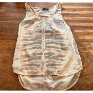 Gypsy Global Village 100% Silk Tie-Dye Gray Coral Racerback Tank Top Small